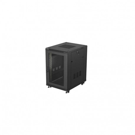 RACK CABINET 19" FREE-STANDING 18U/600X800 (FLAT PACK) WITH MESH DOOR BLACK LANBERG