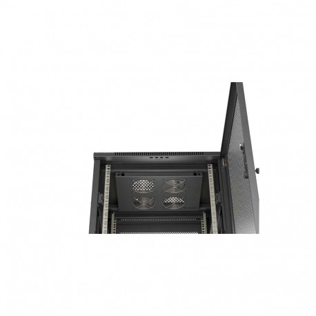 Lanberg 19-tolline rack-kapp 18U/600x600, põrandale paigaldatav, lamipakendis, võrguuksega, must