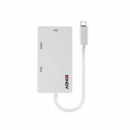Adapter - Lindy USB Type C Triple Display Converter HDMI DVI VGA 3840x2160