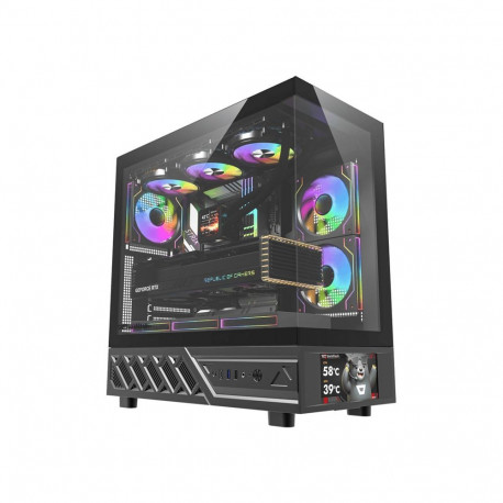 Computer Case - darkFlash DS950V Midi Tower ATX/ITX, 6 Fans, IPS Display, Black