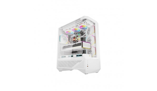 Computer Case - darkFlash DY460 ATX Case, 4 ARGB Fans, USB-C, White