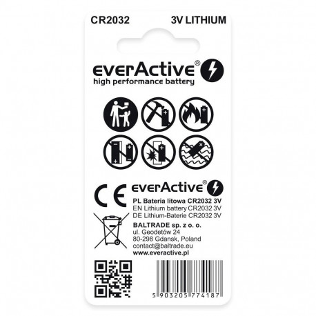 Battery - everActive CR2032 Lithium 3.2mm x 20mm Blister 2 pcs