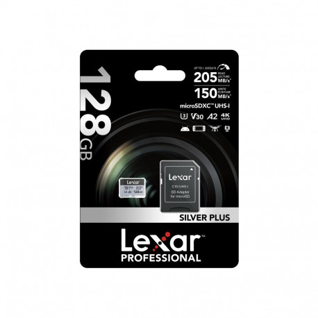 Memory Card - Lexar High-Performance Silver Plus microSDXC 128GB 205 MB/s, Waterproof