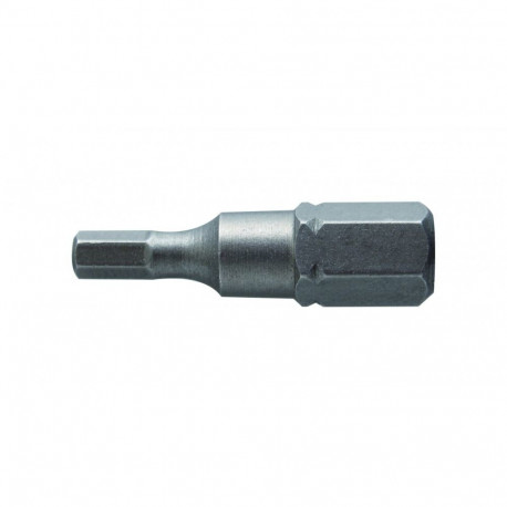 Hogert Screwdriver Bit HT1S346, HEX 6mm, 25mm, 1/4 inch, 2 pcs, S2 steel, DIN 3126, 58-60 HRC