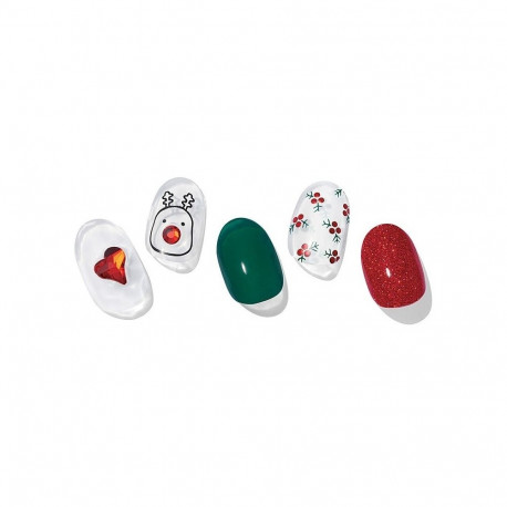 Geellakikleebiste maniküürikomplekt Ohora Semi Cured Gel Nail Strips (N About Rudolph)