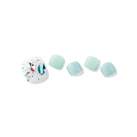 Geellakikleebiste pediküürikomplekt Ohora Semi Cured Gel Pedicure Strips With Gemstones (P Azure)