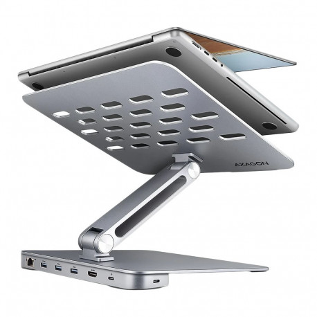AXAGON HMC-STND ALU stand with HUB 5Gbps, for 10'' - 16'' laptops, adjustable, 3x USB-A, HDMI 4K/60H