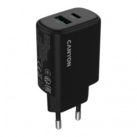 CANYON charger OnCharge 200 20W 1xPD 1xQC EU Black