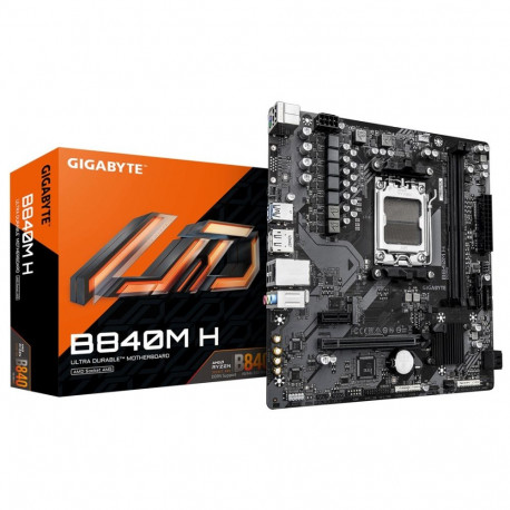 GIGABYTE B840M H Motherboard - AMD Ryzen 9000 CPUs, 5+2+2 Phases VRM, up to 7200MHz DDR5 (OC), 1xPCI