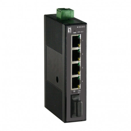 LevelOne tööstuslik Fast Ethernet switch 5-pordiline DIN-kinnitusega 1 x SC Multi-Mode Fiber -20°C t