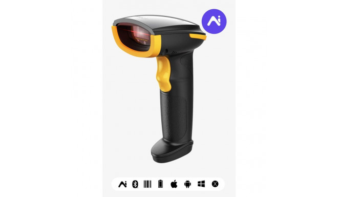 Inateck BCST-21-AI Handheld bar code reader 1D Laser Black, Yellow