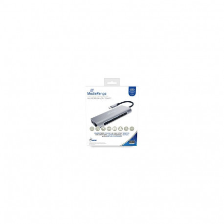 MediaRange sülearvuti dokk/portide replikaator MRCS510 USB 3.2 Gen 1 (3.1 Gen 1) Type-C, hõbedane