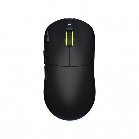 HATOR juhtmevaba hiir Quasar 3 ULTRA 8K Optical Yellow 100M lülitid PixArt PAW3950, must