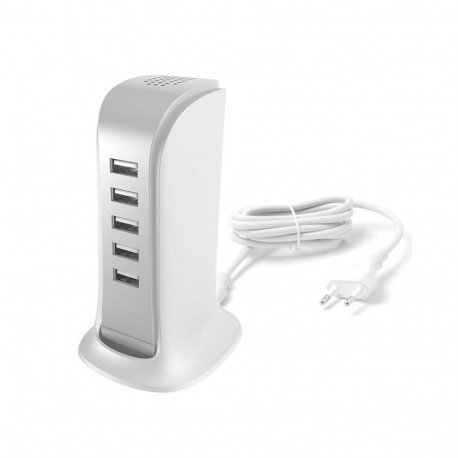 Dudao 5x USB charger with built-in EU power cable white (A5EU)