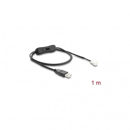 "Delock Lüfterkabel USB 2.0 Typ-A Stecker zu 3 Pin (2 Pins belegt) Lüfteranschluss-Stecker mit Schal