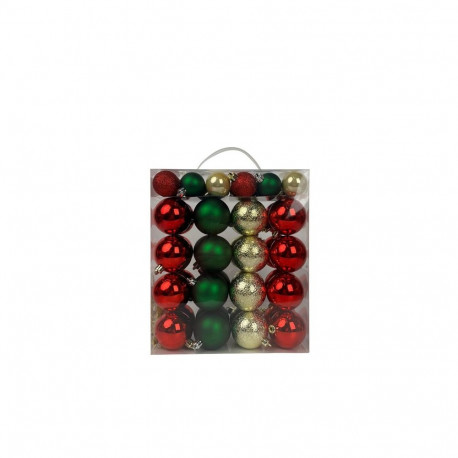 Plastikust jõulukuulide komplekt punane/roheline/kuldne D4/6cm 50 tk