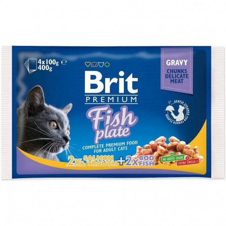BRIT Premium märg kassitoit kalaga, 4x100g