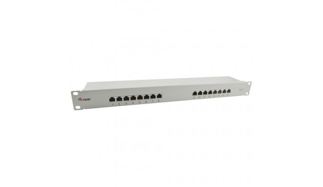 Equip varjestatud patch-paneel 16-Port Cat.6, helehall