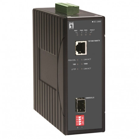 LevelOne RJ45 to SFP Gigabit Industrial Media Converter, -40°C to 75°C