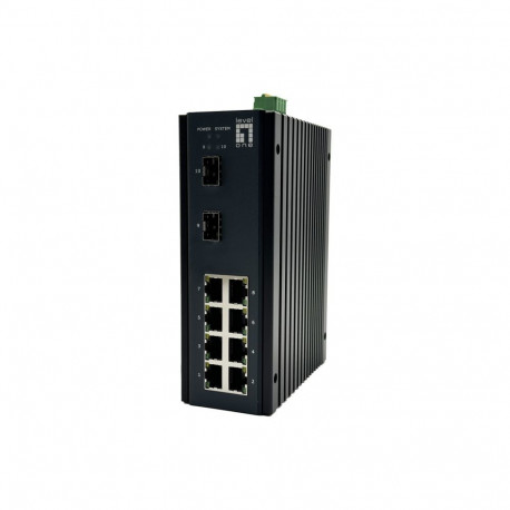 LevelOne lüliti L2 Plus 10-pordiline tööstuslik haldatav gigabit 8x 1GbE RJ45 2x 1/2.5GbE SFP DIN-Ra