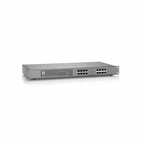 LevelOne 16-pordiline kiire ethernet lüliti 802.3at/af PoE 500W