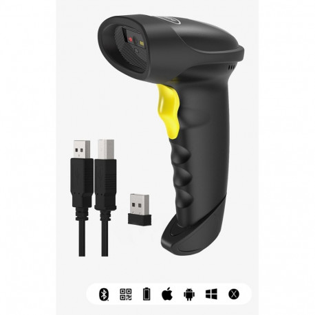 Inateck käeshoitav vöötkoodilugeja BCST-50 1D/2D, must, kollane