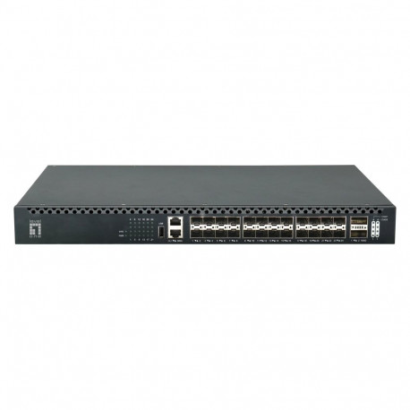 LevelOne 26-Port L3 Managed TOR Fiber Switch, 24x 1/10GbE SFP+, 2x 40/100GbE QSFP28, Hot-Swap Redund