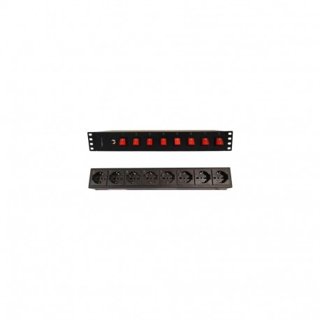 Techly 8 ways 19" Rack Power Strip with 8 ON/OFF Switches 1.5U