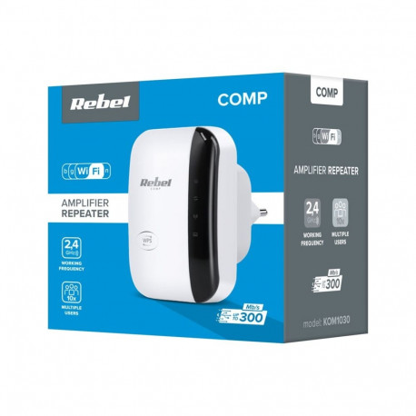 Wireless Signal Amplifier - Rebel KOM1030, 300 Mbit/s, 100m Range, 10 Users, White