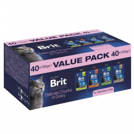 BRIT Premium by Nature märg kassitoit steriliseeritud kassidele säästupakk 40x100g