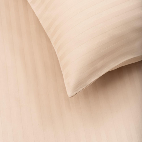 BED COV SET STRIPED SATEEN SAND 140X200