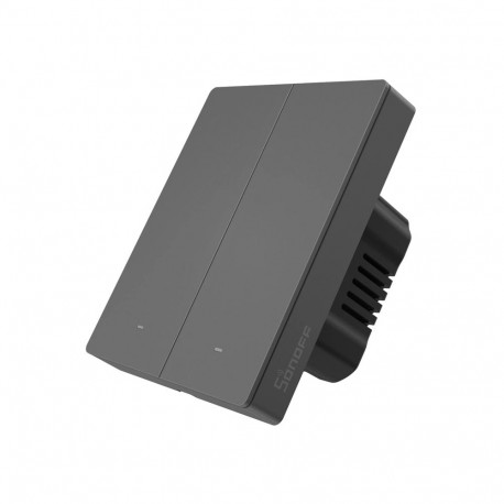 Smart WiFi wall switch SONOFF M5-2C-80 (2-channel, for frame, graphite)
