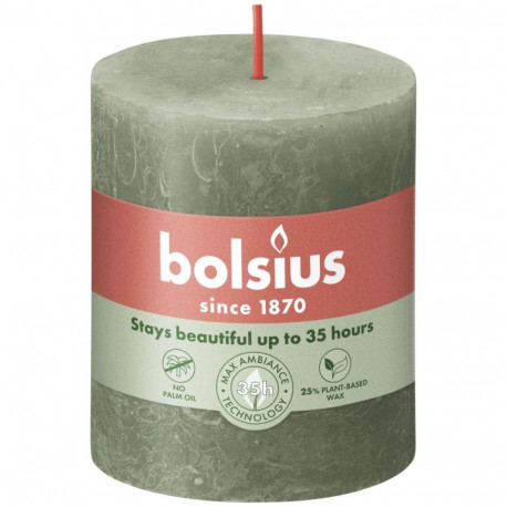PILLAR CANDLE RUSTIC OLIVE H8CM/D6.8CM
