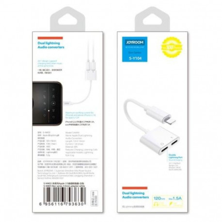 Joyroom Adapter Lightning to Lightning/Lightning, 0.12m, White (S-Y104)