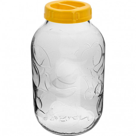 Twist-off Glass Jar 5 L with Plastic Lid Ø100 and Handle BROWIN 133511, 5 L, glass