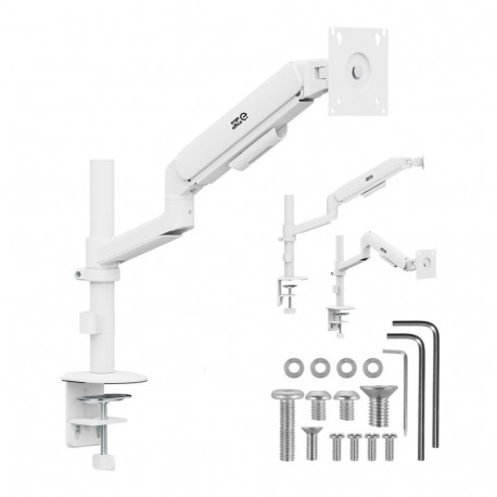 Ergo Office Monitor Mount/Hanger, Gas Spring, 17"-32", 1-10 kg, Matte White, Max. VESA 100x100, ER-6