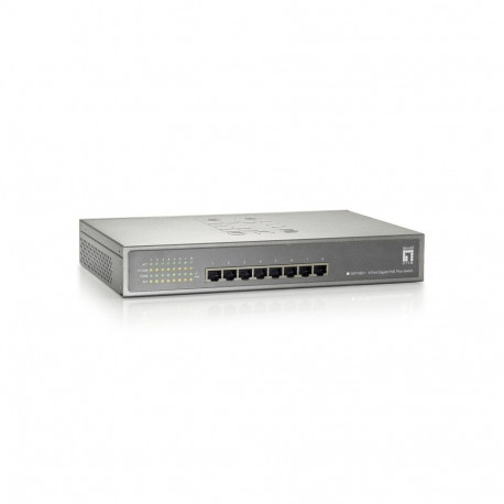 Switch LevelOne 8-port PoE+ 19" 123W