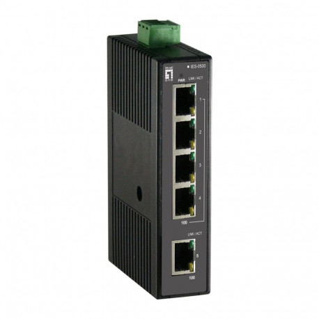 LevelOne 5-Port Fast Ethernet Industrial Switch, DIN-Rail, -20°C to 70°C