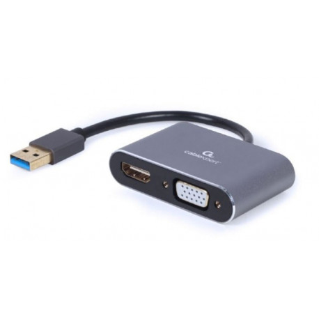 Cablexpert adapter USB - HDMI + VGA, grey (A-USB3-HDMIVGA-01)