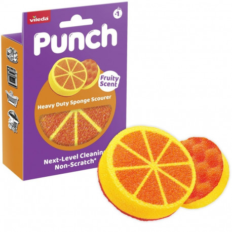 Cleaning Pad - Vileda Punch Strong Scouring Pad, Dishwasher Safe, Orange Scent