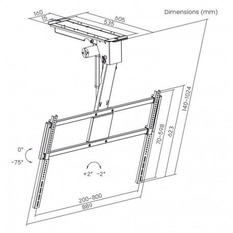 TV Mount - Maclean MC-176 T, Ceiling-Mounted, VESA 800x400, Max 55 kg, For 43-86" TVs