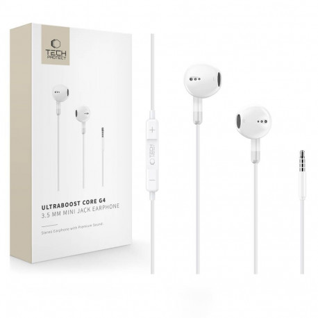 TECH-PROTECT ULTRABOOST MINI JACK EARPHONE CORE G4 WHITE