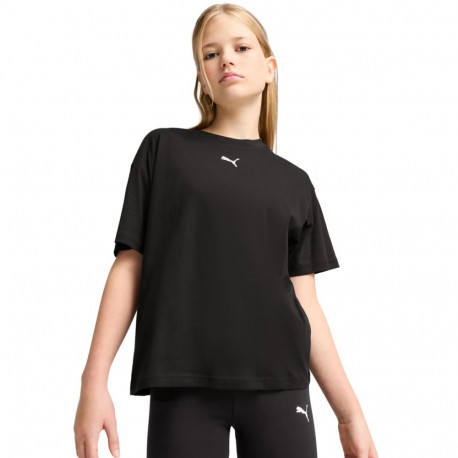 Koszulka dla dzieci Puma Ess Centered Cat Logo Boxy Tee czarna 685131 01 152cm