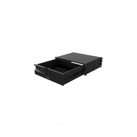 19" Rack Cabinet Drawer, 3U, 360 mm, Black, 3U / 483 x 360 mm, 4-Point Mounting, Load Capacity up to