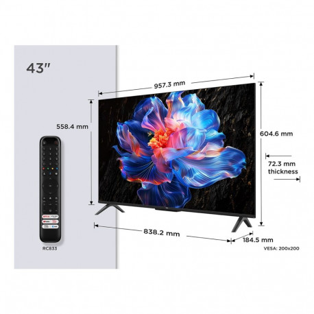 TCL P6K 43P6K TV 109.2 cm (43") 4K Ultra HD Smart TV Wi-Fi Metallic