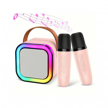 karaokakomplekt ZS55A bluetooth-kõlar 2 mikrofoniga, roosa