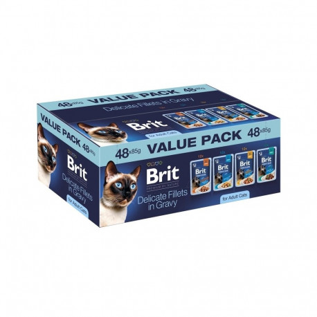 BRIT märg kassitoit Premium by Nature õrnad fileed kastmes, 48x85g