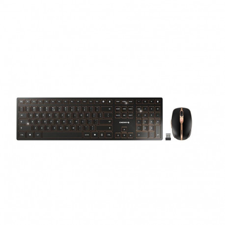 CHERRY DW 9100 SLIM keyboard Mouse included Universal RF Wireless + Bluetooth QWERTY US English Blac