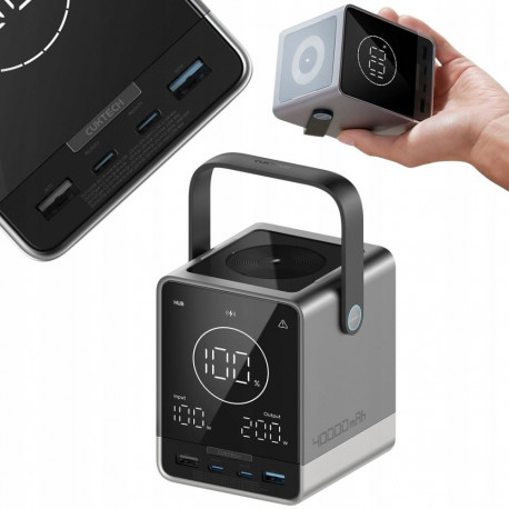 Cuktech akupank 300W 40000mAh juhtmevaba laadimisega 2x USB-C + 2x USB-A, must