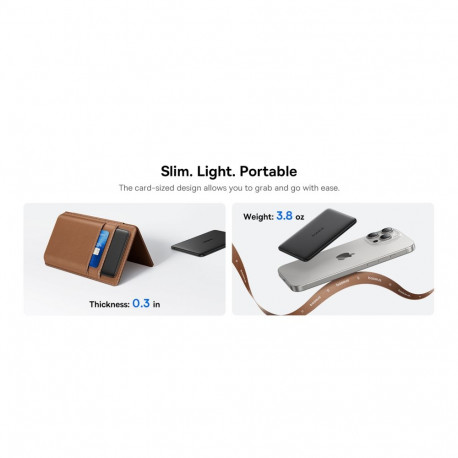 LiPo PowerBank 5000mAh 20W Wireless Qi Charger (15W), with Magsafe Black Ultra-slim PicoGo AM41 BASE